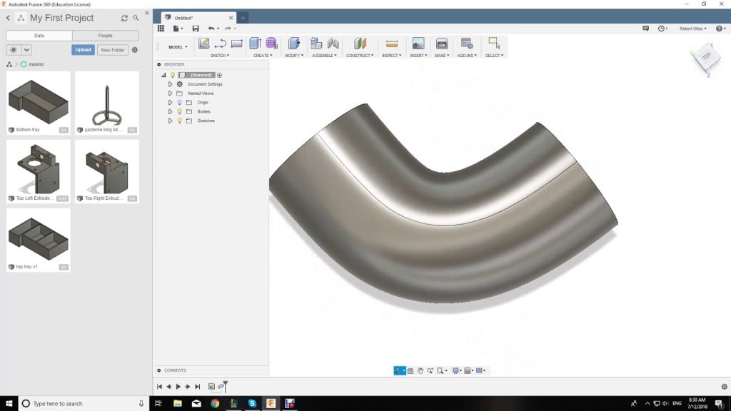 Creating a bent pipe in Fusion 360