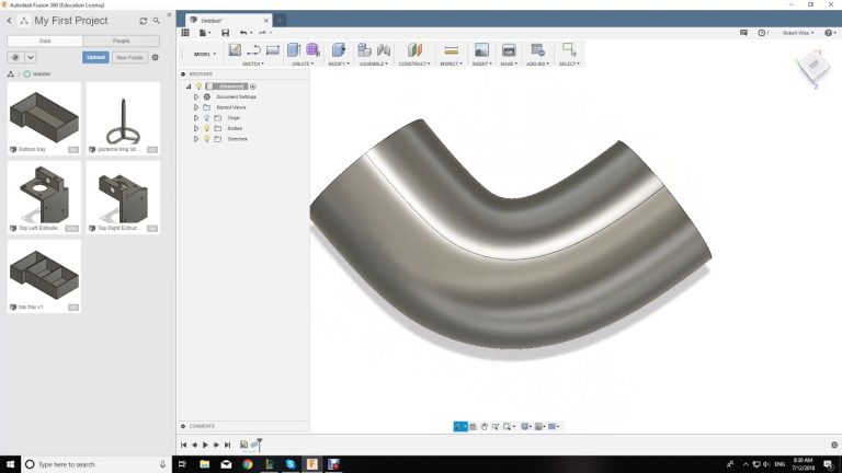 Creating a bent pipe in Fusion 360
