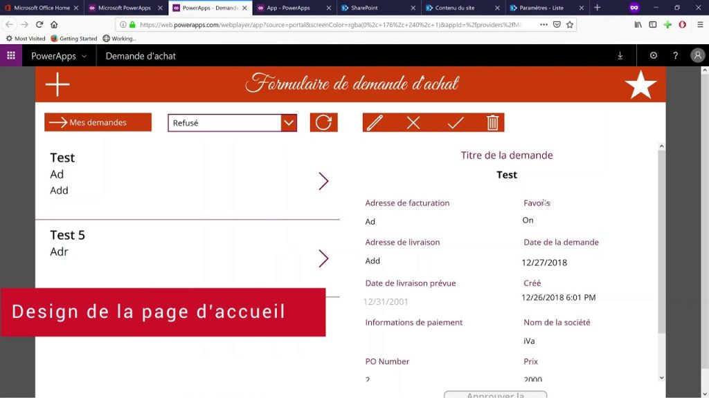 Créer une application de demandes d’achats sur PowerApps