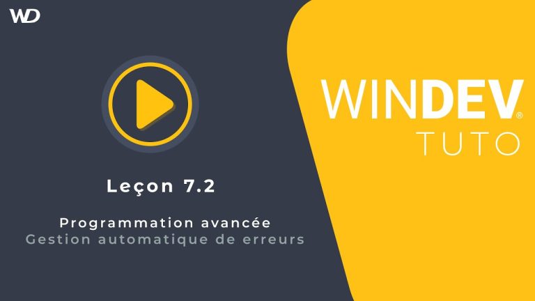 Tutoriel WINDEV : Leçon 7.2. Programmation avancée – Gestion automatique des erreurs