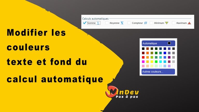 Modifier les couleurs texte et fond du calcul automatique