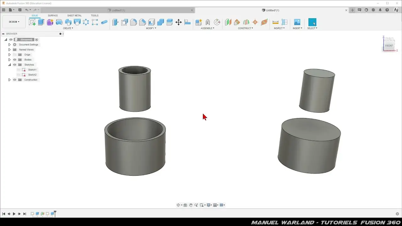 Fusion 360 – Loft (Lissage) entre deux tubes creux ne fonctionne pas ? … Solution ici – [Débutant]