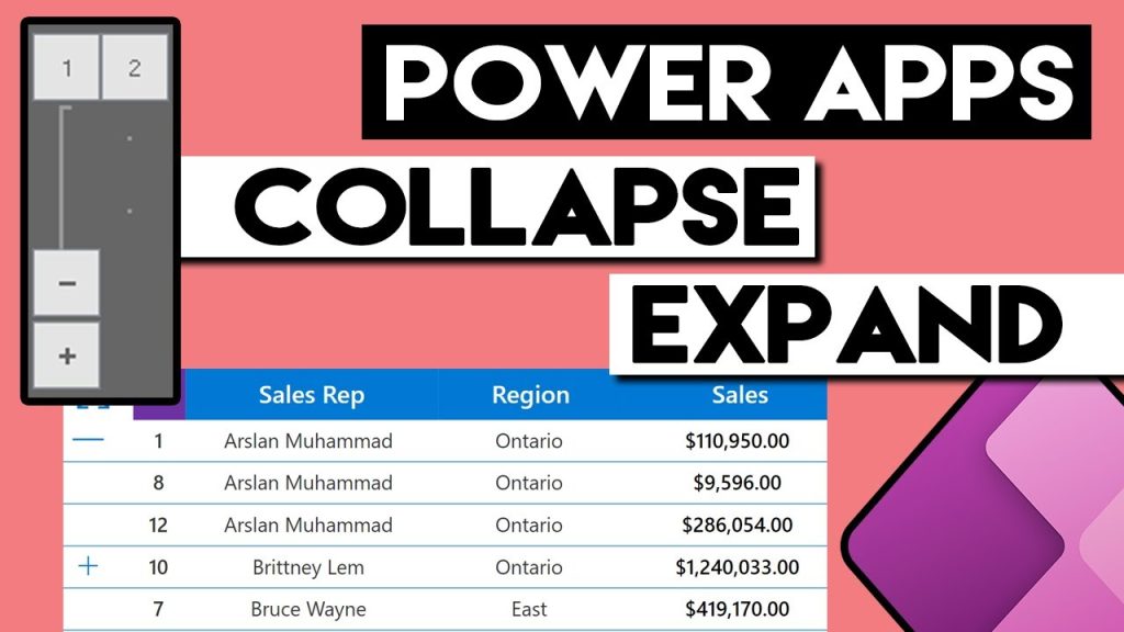 How to collapse and expand (Group/Ungroup) using Power Apps