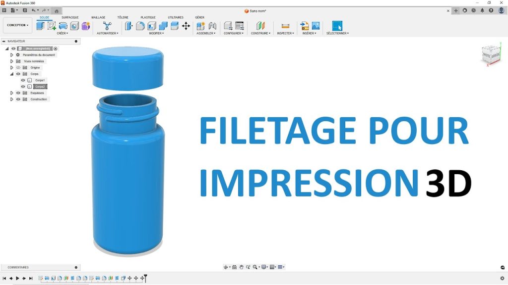Fusion 360 – Modéliser facilement un filetage pour l’impression 3D