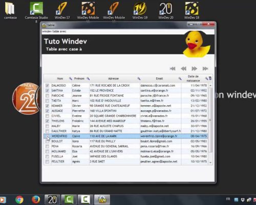 Table avec case à cocher