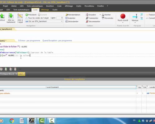 Importation données excel